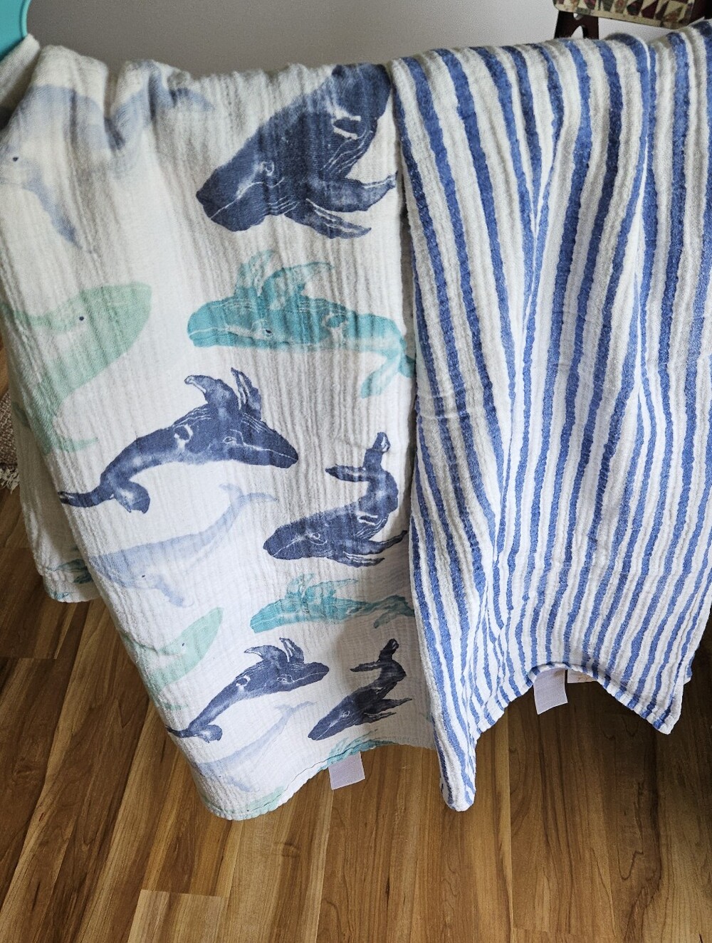 Aden + Anais Baby Blanket/Swaddlers - Whales & Striped